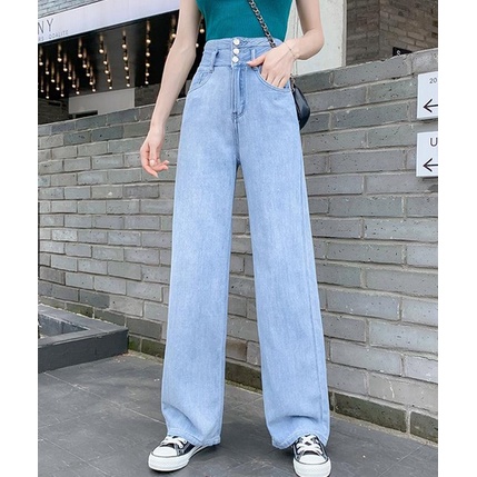 Quần Jean Dài Lưng Cao Ống Rộng BIG SIZE 70kg  Thời Trang Cá Tính Cho Nữ Ultra phong cách Hàn Quốc ShopThanhThanh
