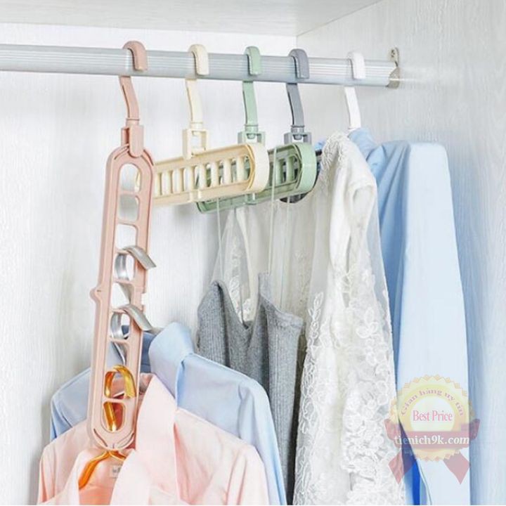 Móc treo quần áo đa năng 9 lỗ - thanh treo cà vạt tất đồ sơ sinh