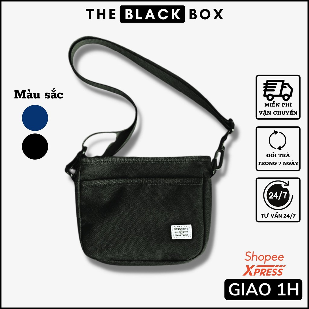 Túi Đeo Chéo Nam Nhỏ Gọn Chất Liệu Vải Dù Phong Cách Basic Thời Trang, Túi Đeo Vai Đi Học Đi Chơi - The Black Box