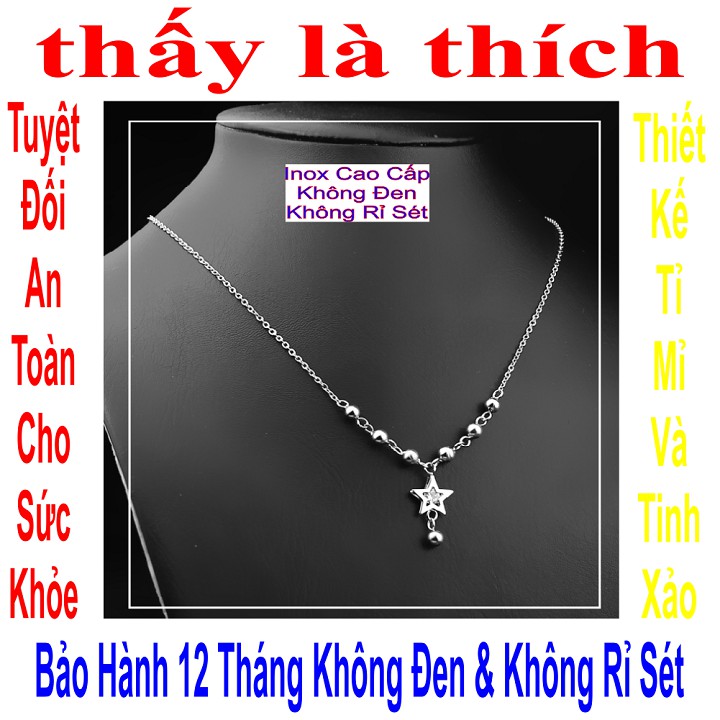 Dây chuyền bạn gái mặt ngôi sao treo bi - Cam kết 1 đổi nếu đen và gỉ sét