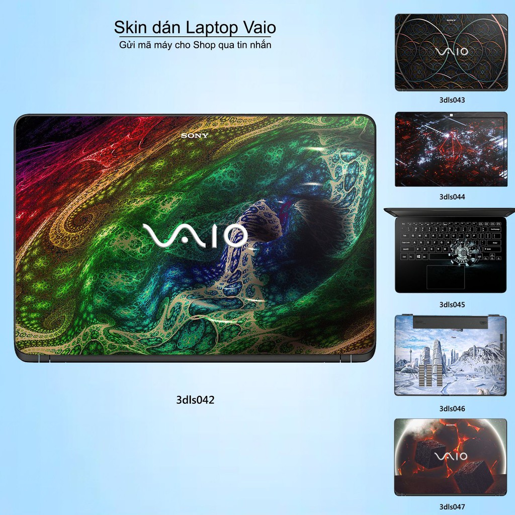 Skin dán Laptop Sony Vaio in hình 3D họa tiết (inbox mã máy cho Shop)