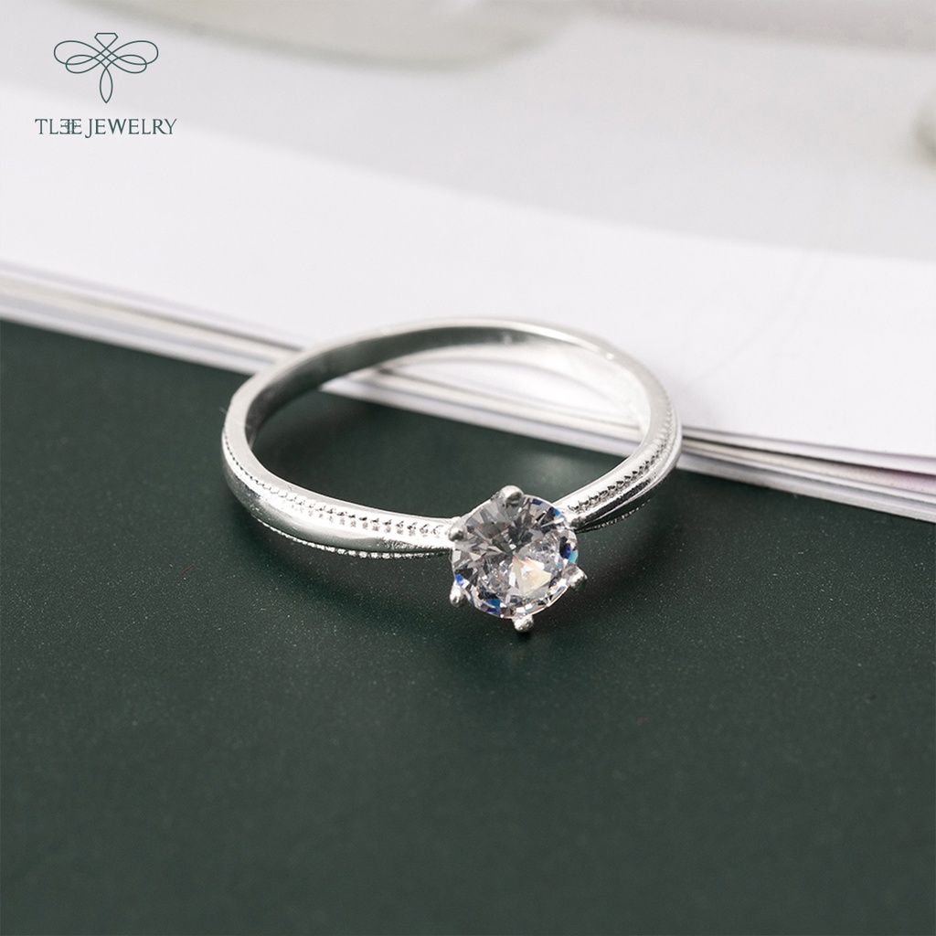 Nhẫn bạc nữ TLEE ổ đá nhỏ tròn 6 chấu lấp lánh sang trọng NCJ A0184
