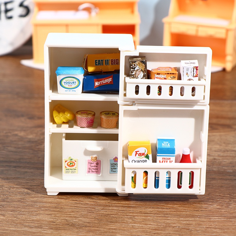 Set 16 món mô hình gồm tủ lạnh và phụ kiện mini tỉ lệ 1:12 dành cho nhà búp bê