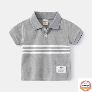 ÁO thun cổ bẻ dành cho bé trai THANH THỊNH 18-45kg mẫu KẺ SỌC. Chất liệu thoáng mát, thấm hút mồ hôi.