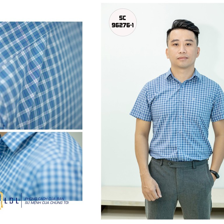 Áo sơ mi nam công sở tay ngắn LDL  họa tiết kẻ sọc với 100% cotton mền mịn,  thoáng mát, kháng khuẩn tốt | BigBuy360 - bigbuy360.vn