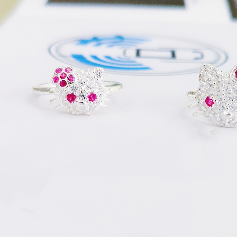 Nhẫn bạc nhẫn mèo hello kitty bạc ta cho bé _ Van jw