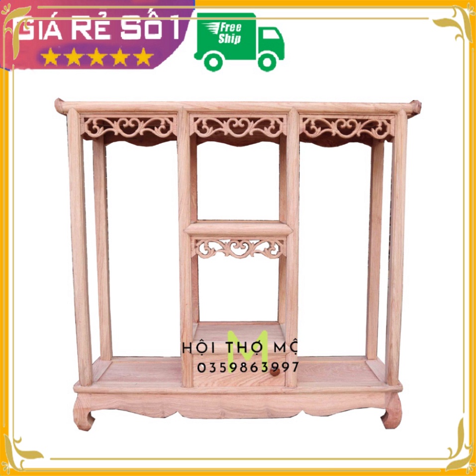 (Giá Rẻ)Kệ kê đồ gỗ trang trí chữ nhật 2 hương đá cao 81cm