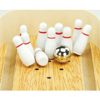 Bộ đồ chơi bo ing kệ bowling gỗ mini cho bé