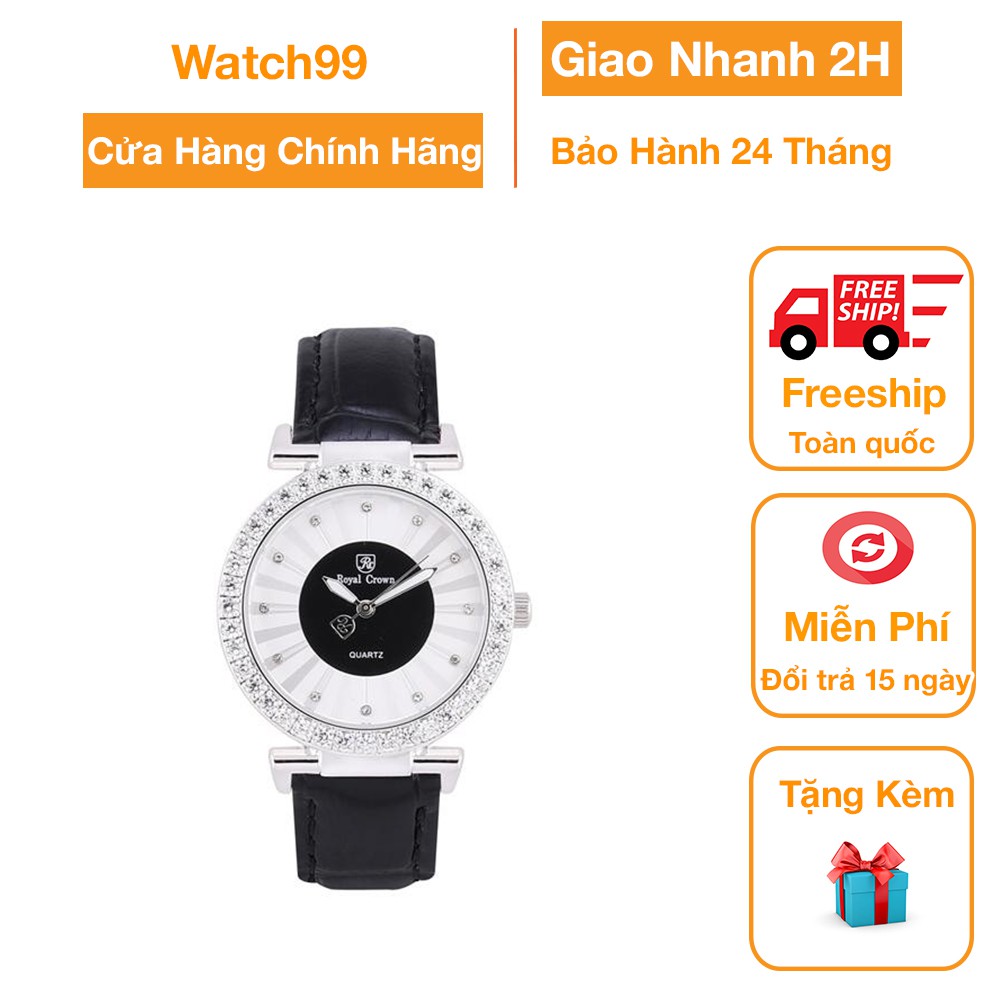 Đồng Hồ Nữ Chính Hãng Dây Da Royal Crown 4611 Chống Nước Chống Xước