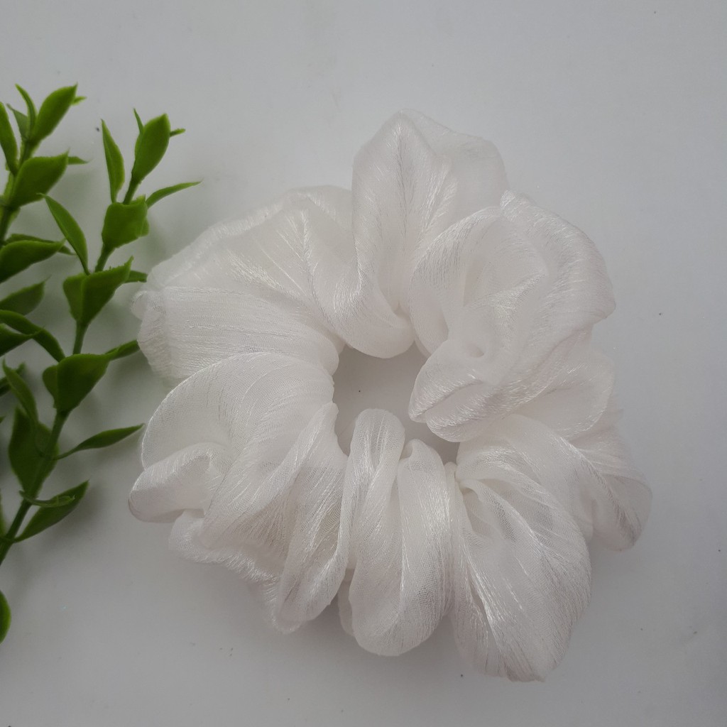 Dây cột tóc vải Scrunchies nhiều màu chất liệu voan xước buộc tóc, đeo tay cực xinh