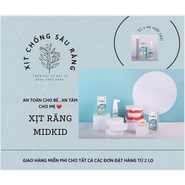 Midkid  combo x2 chai Xịt chống sâu răng hiệu quả cho trẻ từ 1 tuổi