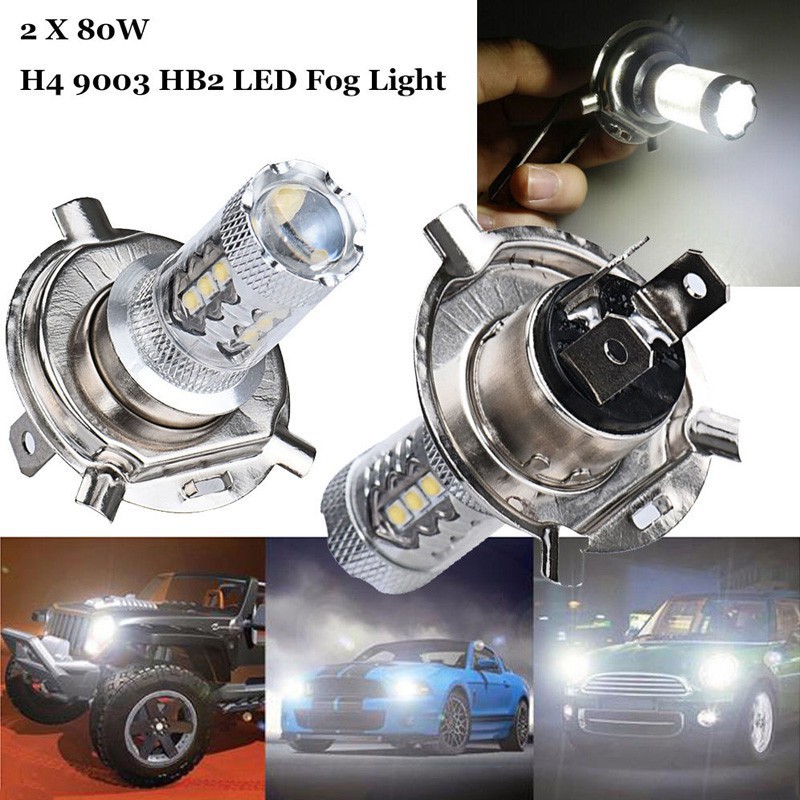 Đèn pha LED H4 9003 HB2 chống sương mù 80W 1500LM cho xe hơi
