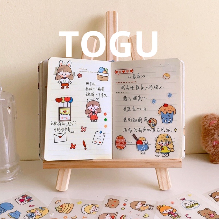 Sticker hình dán bé gái TOGU dễ thương hình dán cute văn phòng phẩm hình dán nón bảo hiểm sticker trang trí sổ