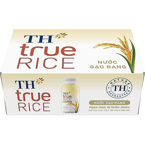 Thùng nước Gạo Rang / Gạo lứt đỏ TH true RICE 300 ml x 24 chai