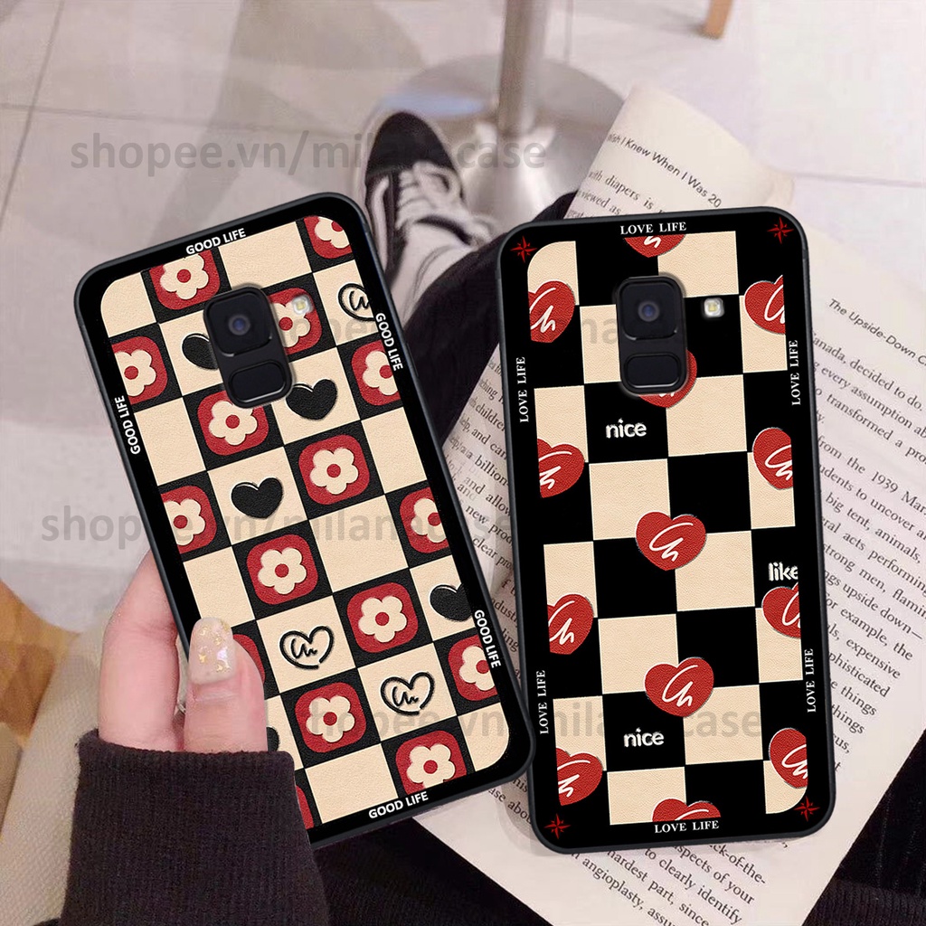 Ốp Samsung A6 2018 / A6 Plus / A6+ in hình caro trái tim siêu đẹp, siêu nét đầy phong cách cá tính