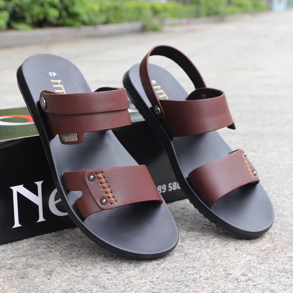 Sandal nam da bò đế cao su - HT.NeO