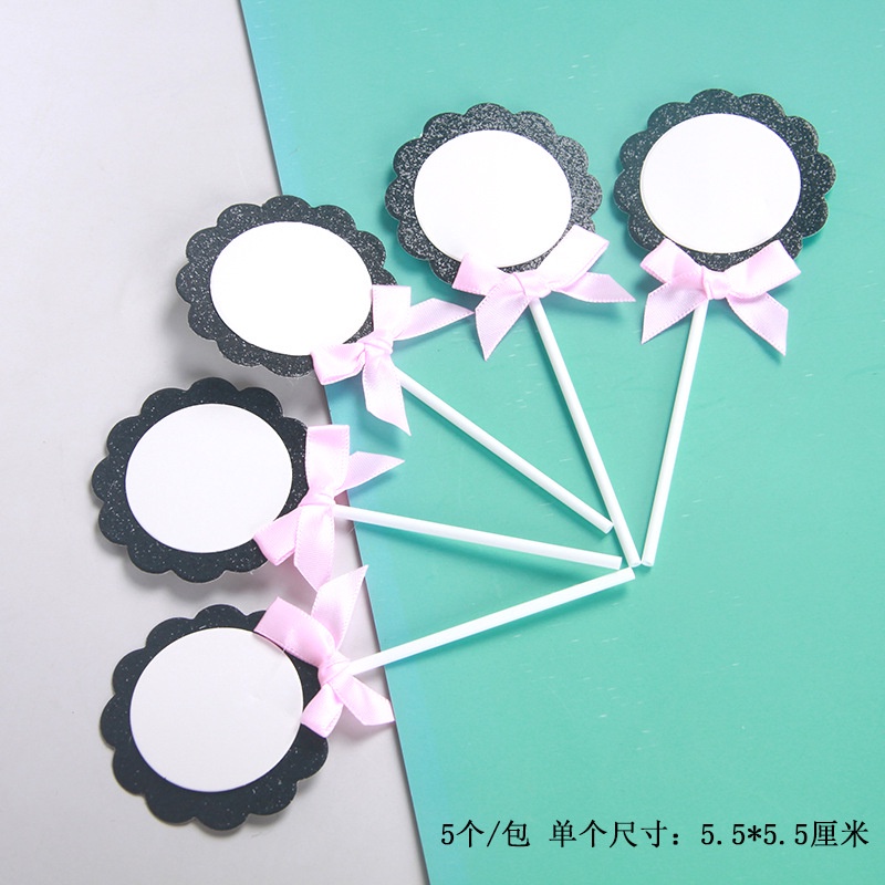 Phụ kiện bánh sinh nhật bánh kem - Set 5 thẻ cắm giấy hpbd tròn, hoa vương miện