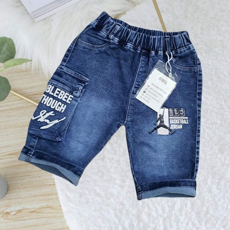 Quần Jeans ngố bé trai Size 15_21kg, quần bò lửng  bé trai  chất mềm co giãn