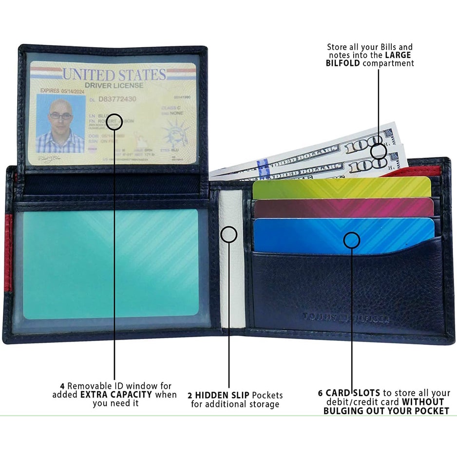 Chính hãng Mỹ - Ví da nam Tommy Hilfiger