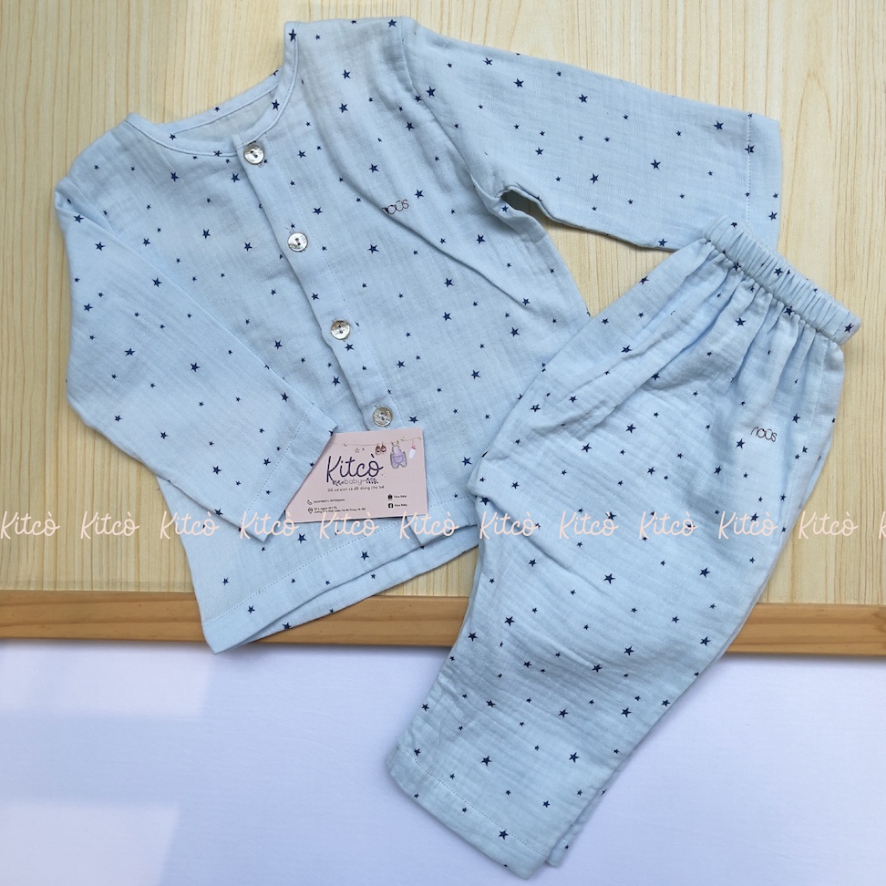 NOUS Bộ dài cài thẳng vải Nu xô Wrinkle