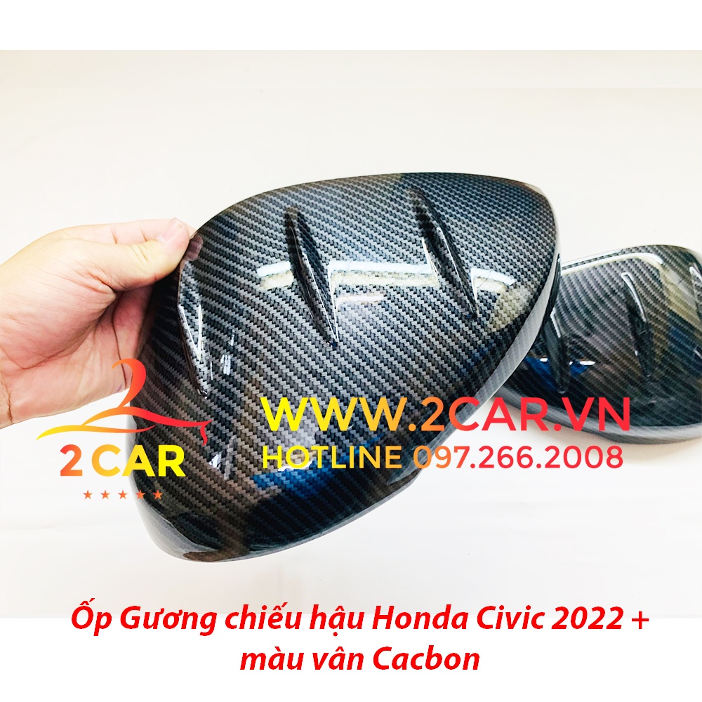 Ốp gương chiếu hậu CARBON xe Honda Civic 2022 - 2023 màu vân cacbon cao cấp