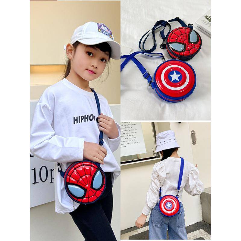 Túi Đeo Chéo Hình Người Nhện / Captain America Dễ Thương Cho Bé