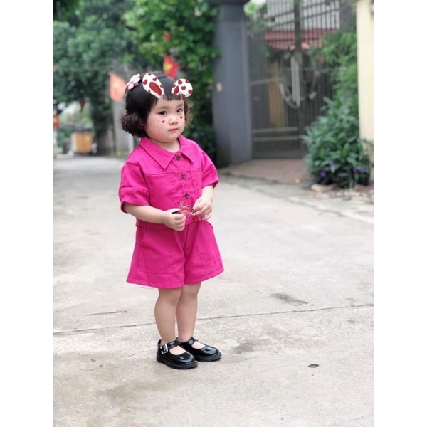 Set áo 2 túi màu trơn cho bé gái