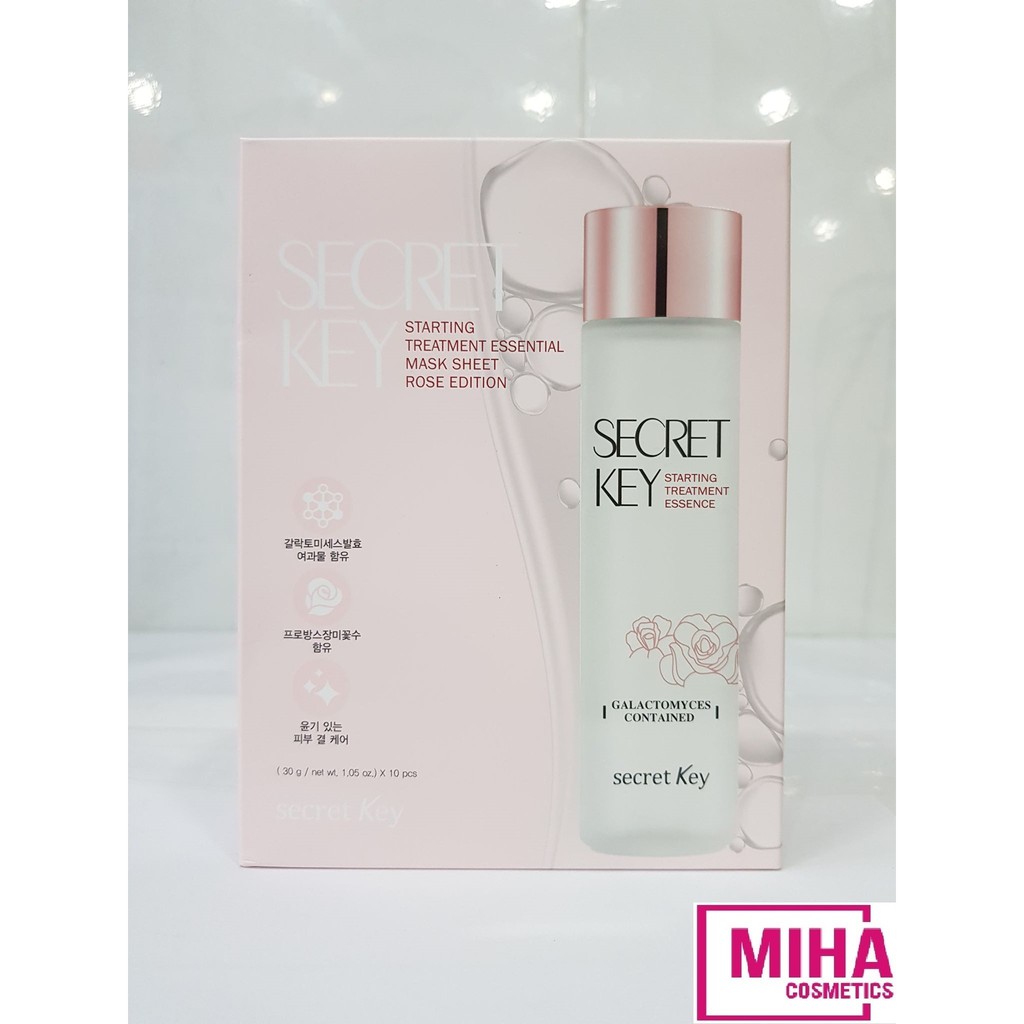 Hộp 10 Miếng Mặt Nạ Dưỡng Da Secret Key Starting Treatment Essential Mask Rose Edition 30g