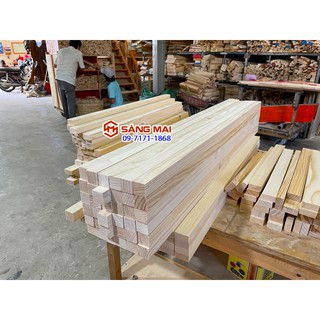 Thanh gỗ thông vuông 3cm x 3cm x dài 120cm + láng mịn 4 mặt