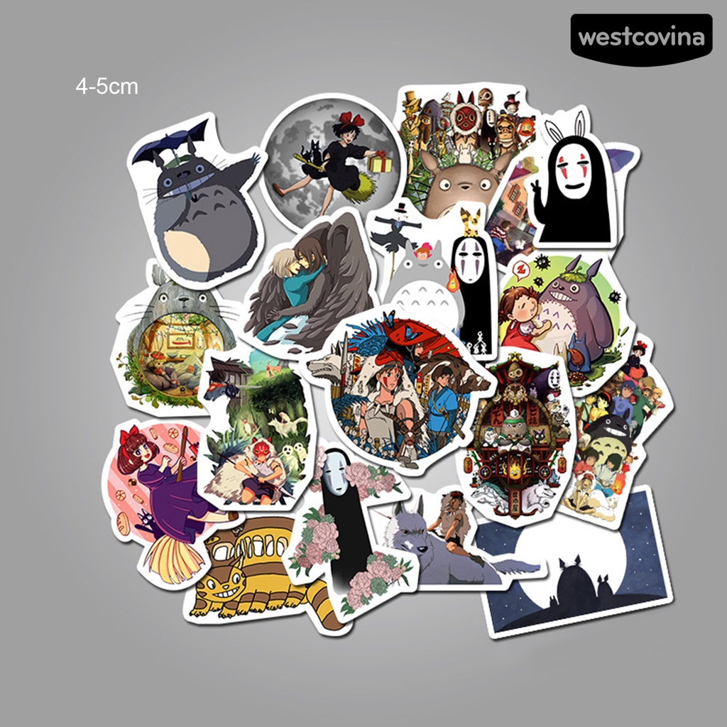 Set 50 sticker dán hình hoạt hình Hayao Miyazaki trang trí hành lý/sổ tay chống thấm nước DIY dễ thương