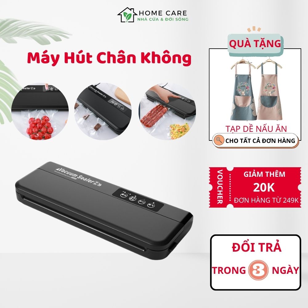 Máy hút chân không bảo quản thực phẩm Vacuum Sealer cao cấp, tự hàn miệng, tiện dụng tặng kèm túi hút gia dụng