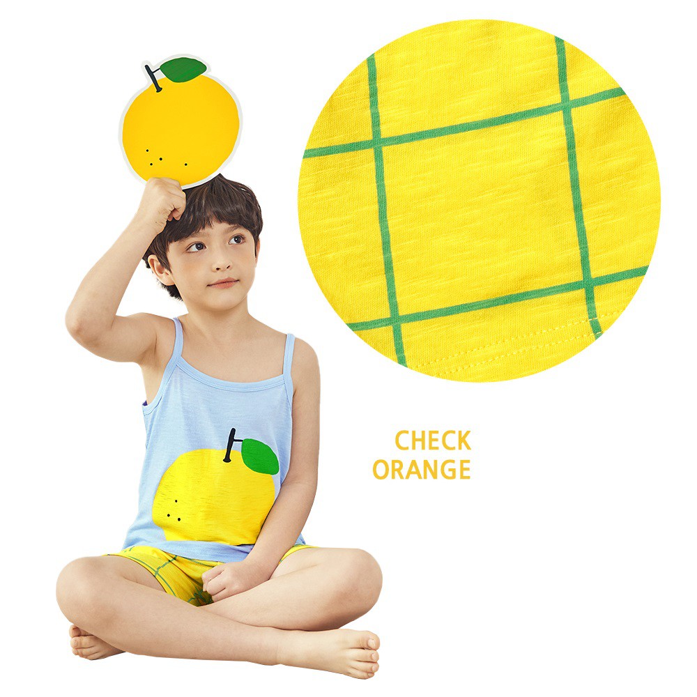 Set đồ ngủ 100% cotton hữu cơ không tay thời trang mùa hè thoáng mát dành cho bé trai