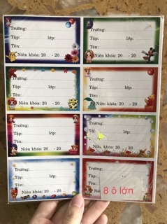 Giấy nhãn học sinh nhiều size