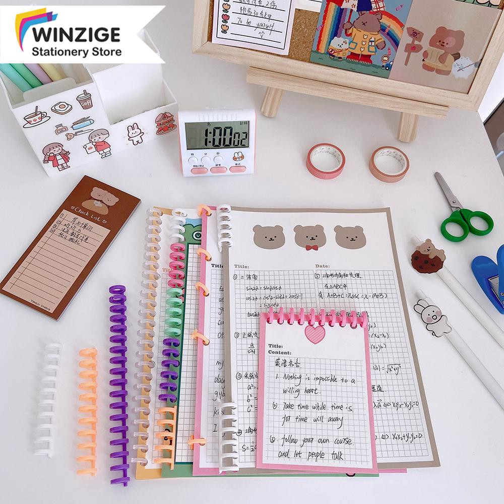 Gáy sổ dạng thanh còng nhựa Winzige làm sổ và kẹp tài liệu đường kính bìa màu A5 B5 A4 với 30 lỗ