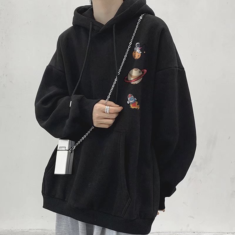 Áo hoodie Mùa Đông Dáng Suông Có Túi Tay Dài In Họa Tiết Phi Hành Gia Thời Trang Thoải Mái Size M-8XL Phong Cách Hàn Quốc Cho Nam