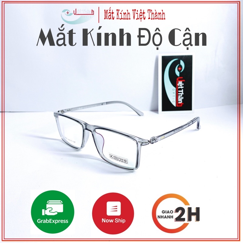 Kính Lắp Độ Phom Dáng Mắt Vuông Cỡ Vừa Size M Màu Ghi Xám Trong Suốt Nhận Lắp Kính Cận Theo Yêu Cầu