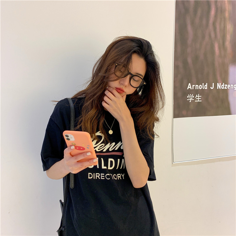 Áo Thun Ngắn Tay In Chữ Phong Cách Hàn Quốc Năng Động Trẻ Trung Cho Nữ Giới