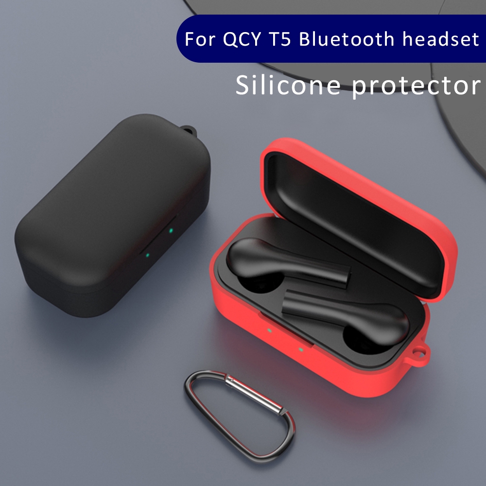 Vỏ bọc hộp sạc tai nghe bluetooth không dây QCY T5 silicone chống rơi chống thất lạc