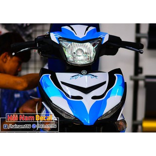 Tem trùm Exciter 150 xanh trắng cá mập