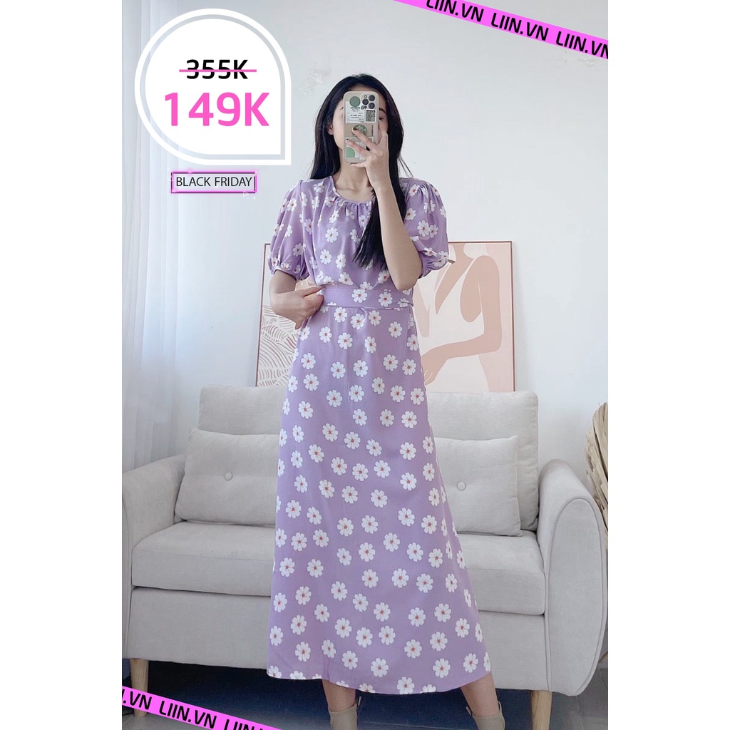 Đầm hoa dáng dài chiết eo nữ tính, tiểu thư | BigBuy360 - bigbuy360.vn