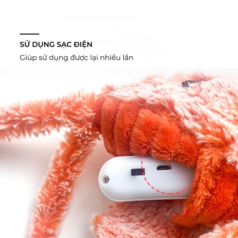 Đồ chơi chó mèo tôm nhảy xả stress KÈM SẠC, tặng thêm canip phê pha BECHON