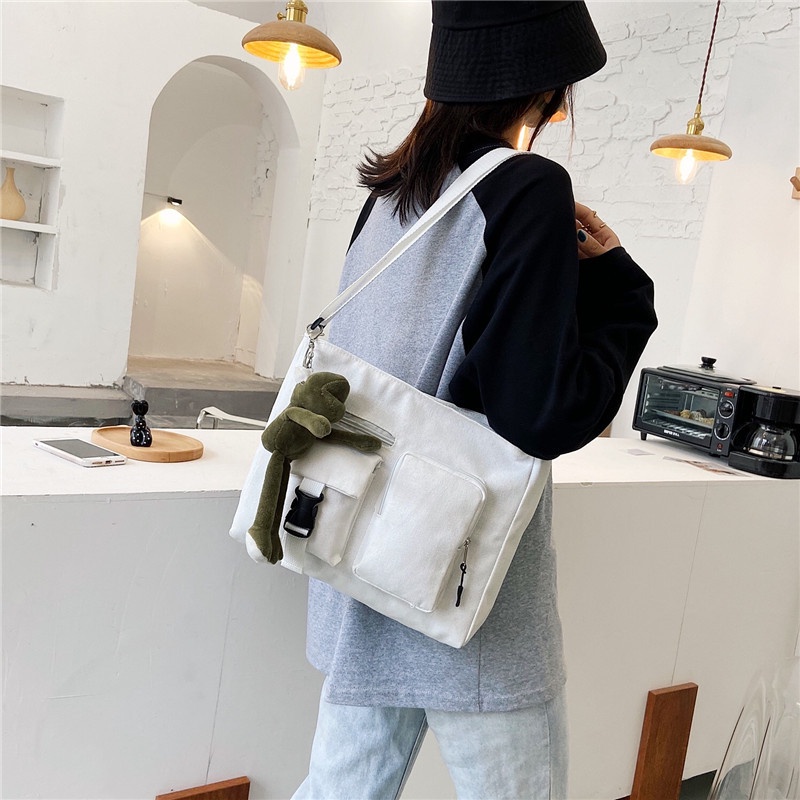 Túi tote vải mềm trơn đeo chéo canvas giá rẻ LOT STORE TX762