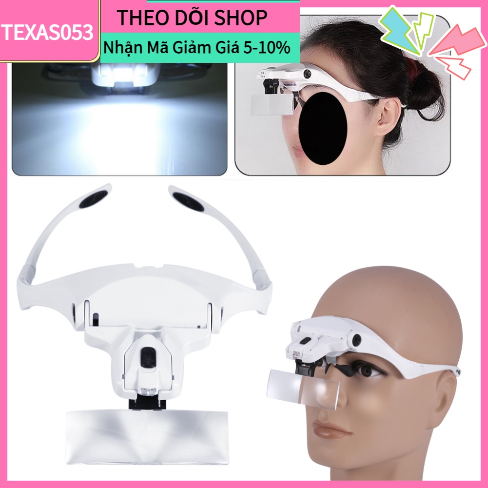 [Hàng mới về] Kính lúp gắn đầu Có đèn LED với 5 ống kính tiện dụng cho mở rộng lông mi【Utah054】