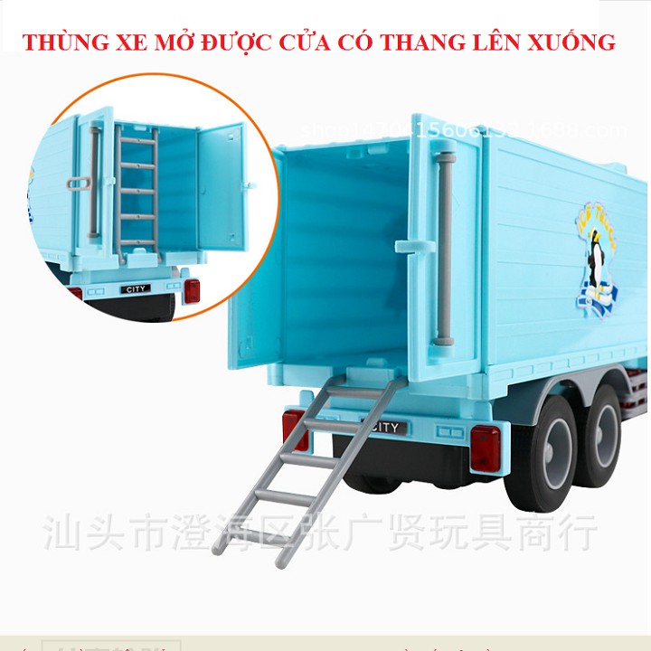 Mô hình xe ô tô chở hàng có thùng đông lạnh đồ chơi trẻ em