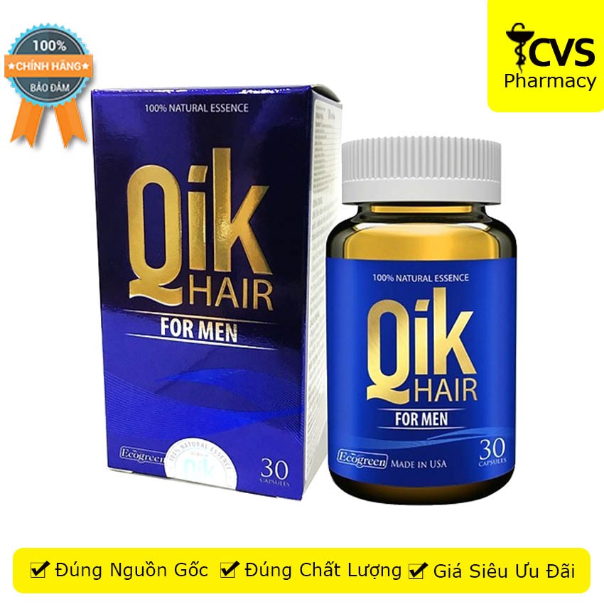 Qik Hair For Men – Cải thiện tình trạng Rụng Tóc, Hói Đầu Cho Nam Giới (Lọ 30 viên)