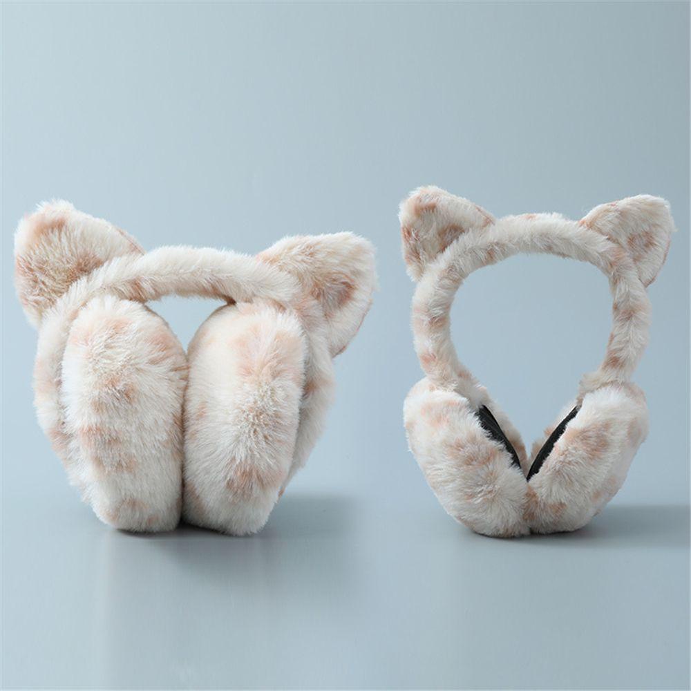 Bông Chụp Tai Phủ Lông Mềm Mại Gấp Gọn Họa Tiết Da Báo Thời Trang Cho Nữ