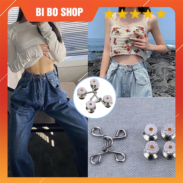 Nút Cài Kim Loại Hình Hoa Cúc Thu Nhỏ Thắt Lưng Quần Jean Dễ Điều Chỉnh Tháo Rời