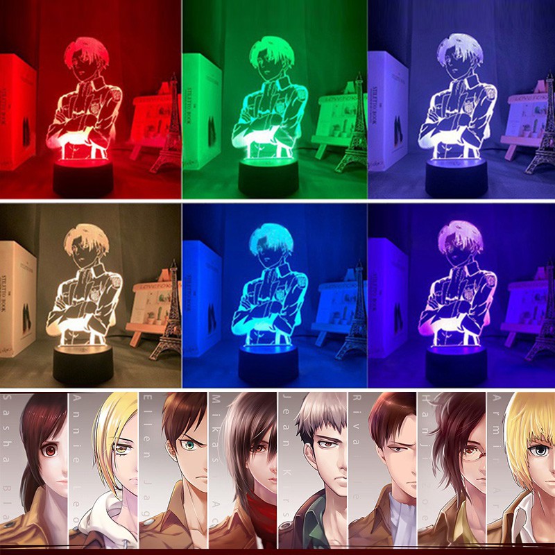 Anime Attack on Titan 7-Color Base Touch Light Bedroom Decor Light Kids Gift Table Lamp