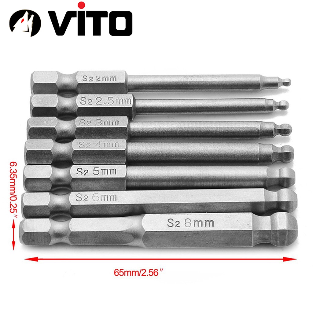 Bộ Vít Đầu Lục Giác Có Bi VITO Chân Lục Giác Thép S2