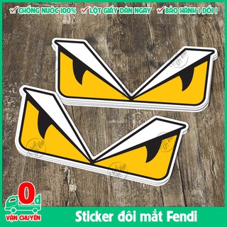 Miếng sticker chống nước hình dán đôi mắt màu vàng FENDI dán nón bảo hiểm, điện thoại, xe máy, laptop,...